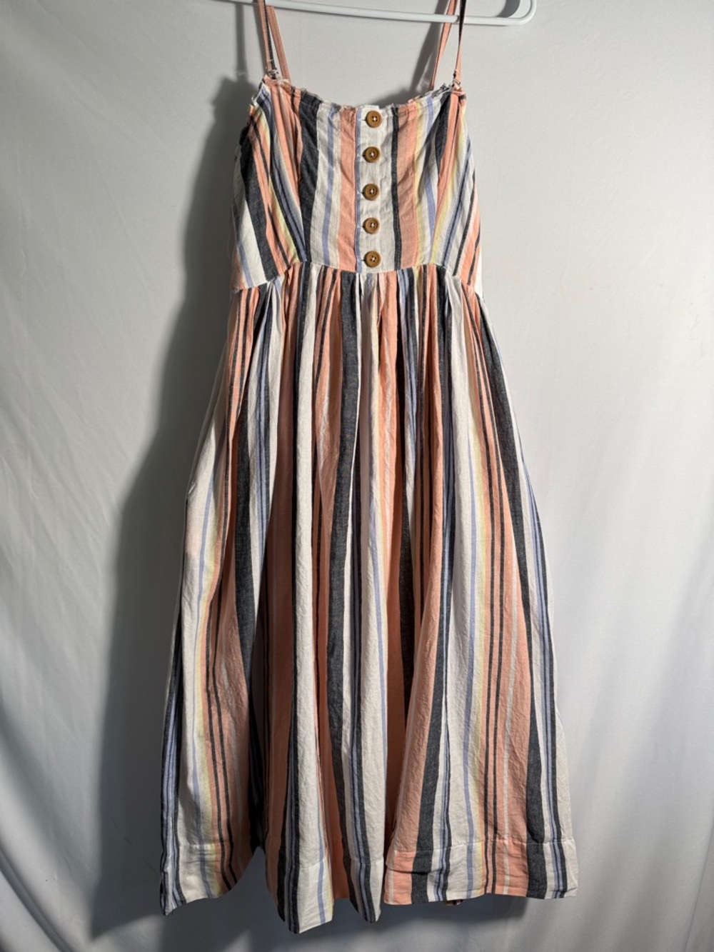 Free People Striped Smocked Tank Top - Coral, Navy, White